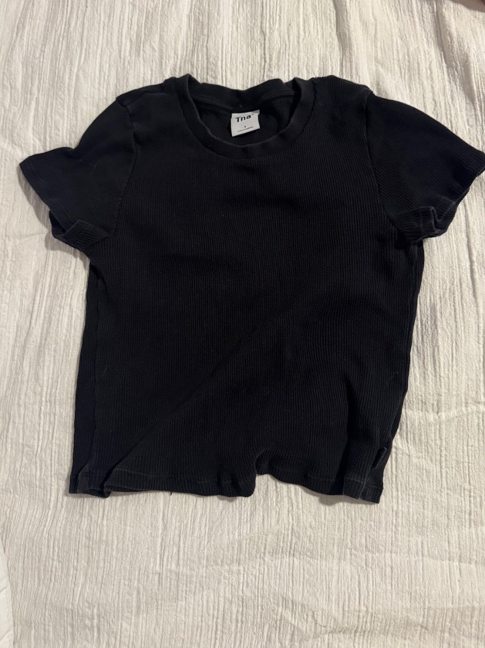 TNA Black Ribbed Short Sleeve Tee
